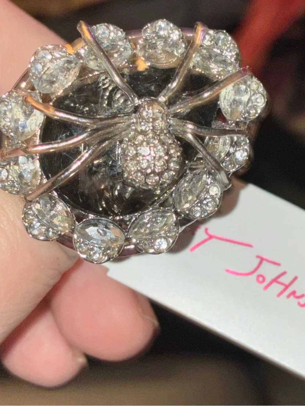 BETSEY JOHNSON Halloween Spider & Sim Black Onyx Stone Size 7.5 Ring NEW NWT